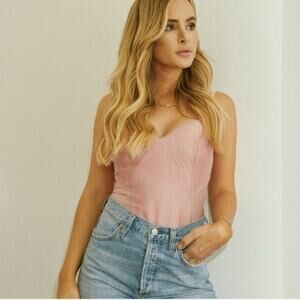 New Lani the Label Victoria Satin Lace Bodysuit Dusty Rose Women’s medium